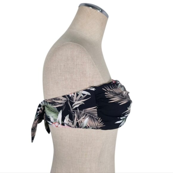 Tropical Print Bandeau Bikini Top Twisted Front - Picture 2 of 7